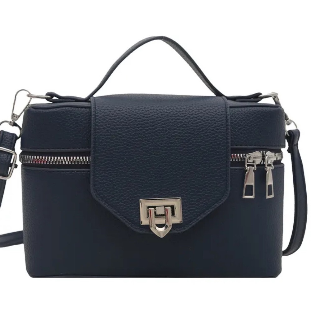 Stylish Navy Handbag with Silver Accents